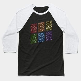 Geometric Shapes Made From Rainbow Polyhedral Dice Baseball T-Shirt